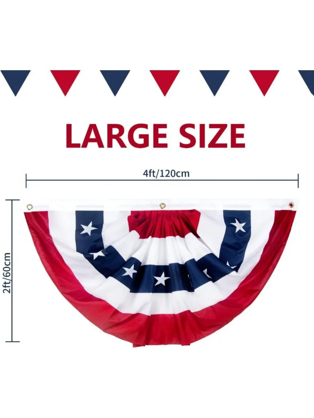 Patriotic Pleated Fan Flags Set of 5 - 2x4 Ft Red White Blue Bunting for 4th of